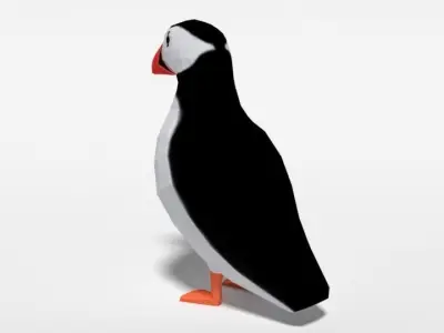 Low Poly Cartoon Puffin Low-poly 3D model