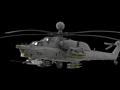 Mi-28N Gray Low-poly 3D model