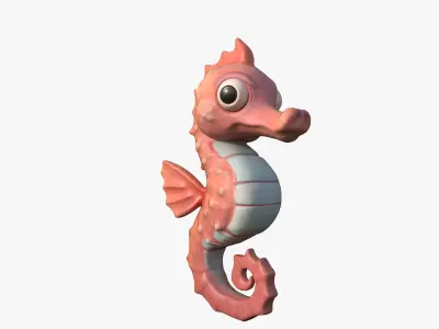 Cartoon Seahorse Low-poly 3D model