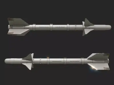 Chinese PL9 Infrared guided Air-to-Air missile PL-9 Low-poly 3D model