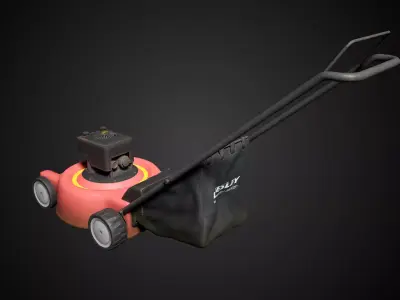 Lawn Mower Low-poly 3D model 2
