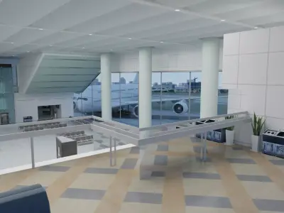 Airport from inside Low-poly 3D model