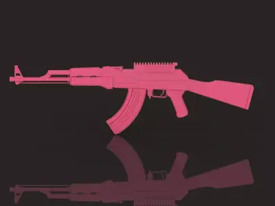 gold AK 47 overlay for jewelry 3D print model