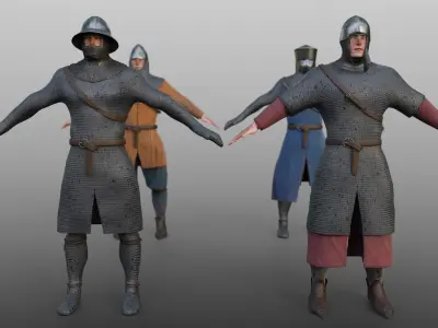 12th Century Infantry Arms and Armours Low-poly 3D model
