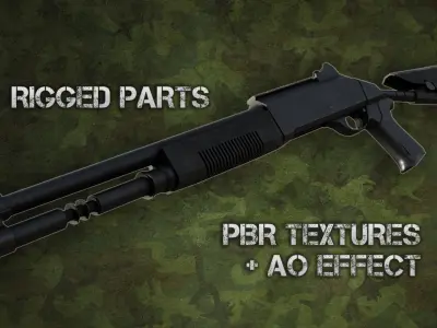 Benelli M4 Shotgun Low-poly 3D model