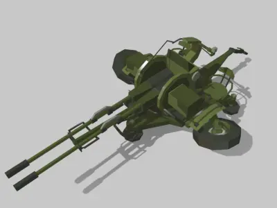 Rotazu23 military machine gun Low-poly 3D model