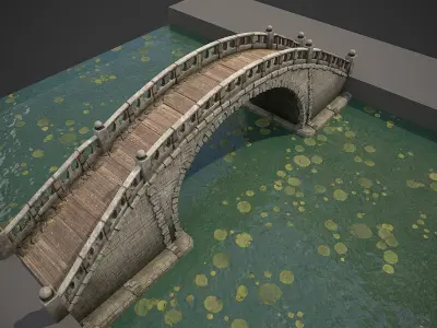 Chinese Bridge Low-poly 3D model
