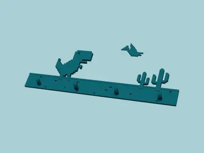 Google Dinosaur Keyholder - Decorative Creative Key 3D print model