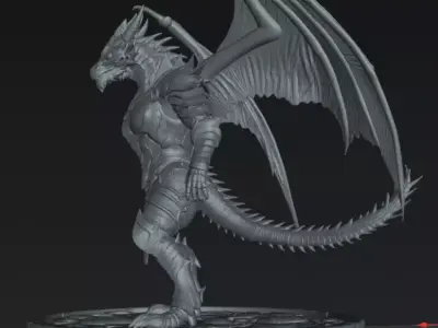 Dragon Imperial Golden Dragon Warrior 32mm Printable STL 3D print model