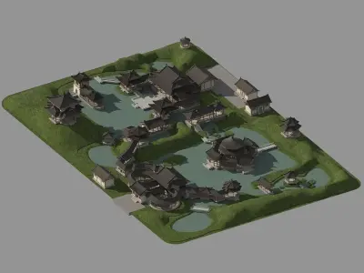 Chinese-style courtyard 3D model