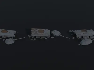 Cartoon Dieselpunk tanks Polygonal Style Low-poly 3D model