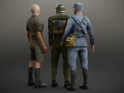 Chinese Soldiers Pack Low-poly 3D model
