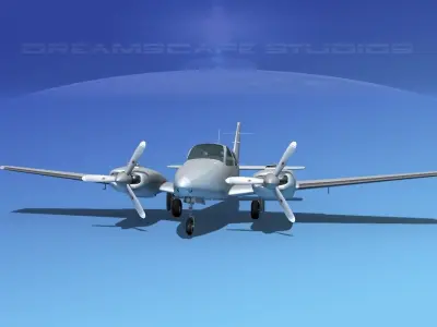 Beechcraft B55 Baron Bare Metal 3D model