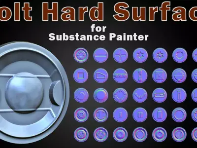 90 Bolt Hard Surface for Substance Painter Low-poly 3D model