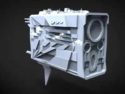 Spaceship Dreadnought 666 Low-poly 3D model