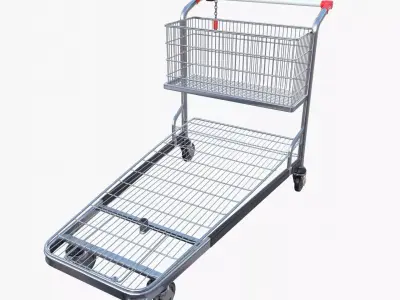 Shopping cart v1 Low-poly 3D model