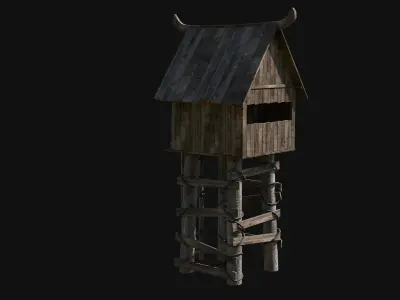 VIKING NORSE WATCHTOWER TOWER HOUSE MEDIEVAL CITY COLLECTION Low-poly 3D model