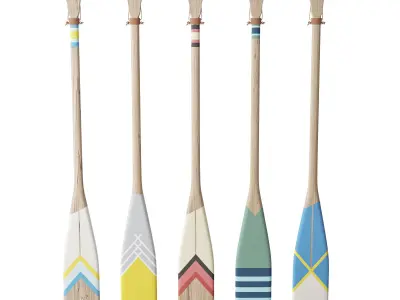 Set of painted oars 3D model