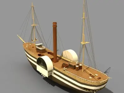 Old Steam Ship 03 3D model