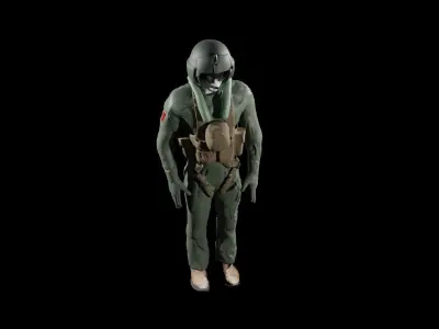 Black Hawk Helicopter Pilot Costume Rigged Low-poly 3D model