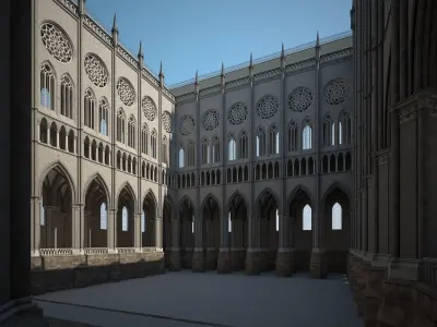 Courtyard of a Gothic Temple 3D model