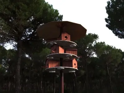 Birdhouse bird feeder with umbrella Free 3D model