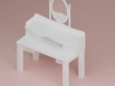Makeup Table aesthetic mirror blender 3D model Free low-poly 3D model