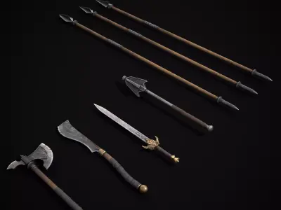 High Quality Viking Weapons Pack Low-poly 3D model