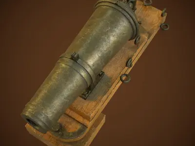  3D model Cannon Carronade 24 pound Low-poly 3D model