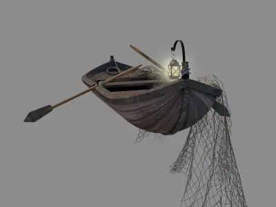 Medieval Fishing Boat 3D model