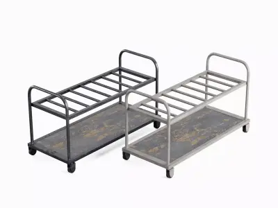 Steel Cart Set Low-poly 3D model