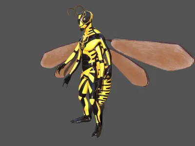 Yellow Jacket Fly Low-poly 3D model
