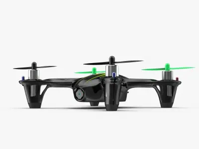 Hubsan X4 H107C BlackGreen Low-poly 3D model