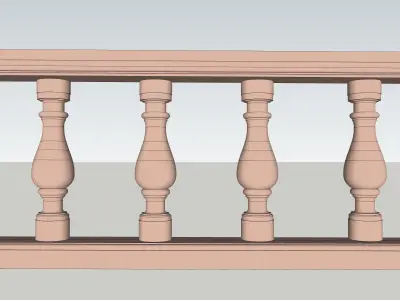indian jodhpuri stone railing with balester 3D model