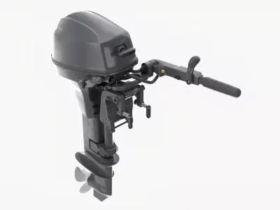 Outboard portable boat motor with tiller 3D model