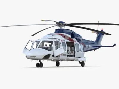 Corporate Transport Helicopter Agusta Westland AW189 Rigged 3D model