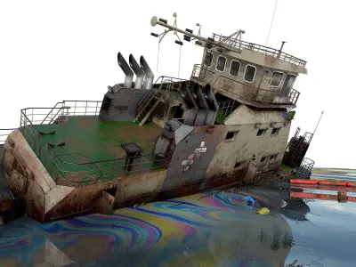 Old Push Boat 3D model