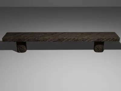 Old Table and Bench Free low-poly 3D model