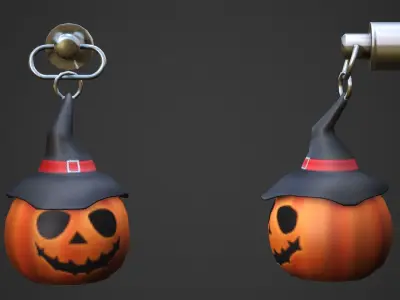 Halloween Pumpkin Weapon Charm - Low Poly Game Ready Low-poly 3D model