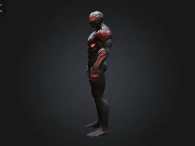 Dark Symbiote Warrior Muscular Alien Superhero Character Low-poly 3D model