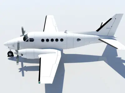 Beech King Air 100 Static  Low-poly 3D model