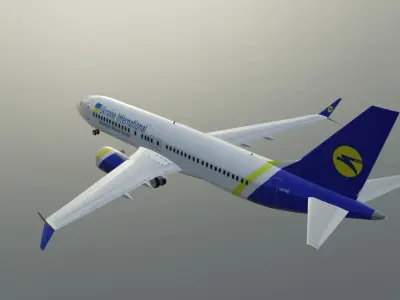 Ukraine intl airlines Boeing 737 max 8 3D Model  Low-poly 3D model