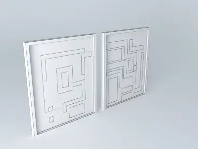 Abstract framed painting Free 3D model