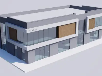 Building market Low-poly 3D model