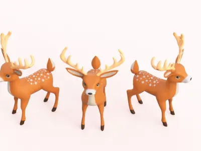 Cartoon Reindeer Cute Low-poly 3D model