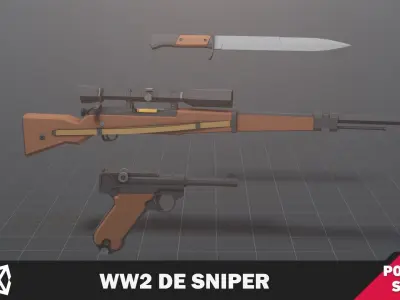 WW2 DE Sniper Low-poly 3D model