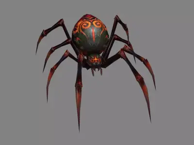 Cartoon giant black spider Low-poly 3D model