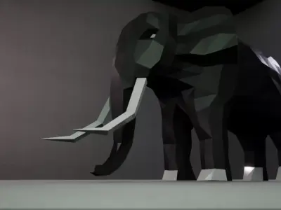Low Poly Elephant - Rigged  Low-poly 3D model