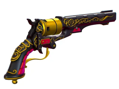 High Poly Multibarrel Short Barrel Revolver Low-poly 3D model