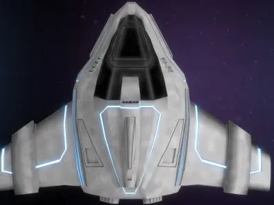 Low Poly Spaceship futuristic flying in sky Low-poly 3D model